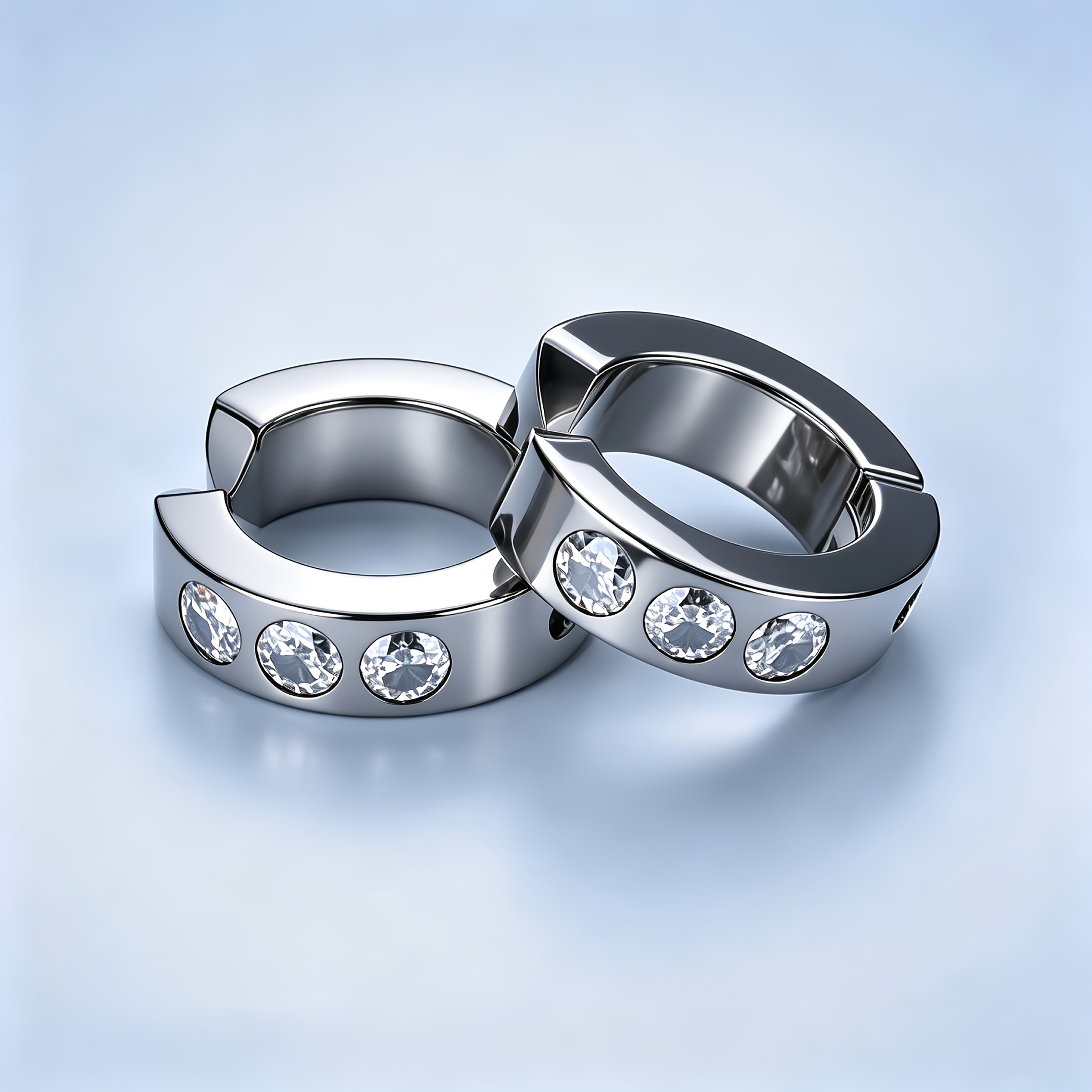 2pcs Stainless Steel Zirconia C-Shaped Open Hook Ear Clips